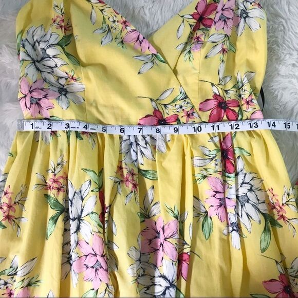 VINCE CAMUTO Yellow Floral Print Midi Dress Sundress Summer Cotton Size 6 New - Picture 11 of 14